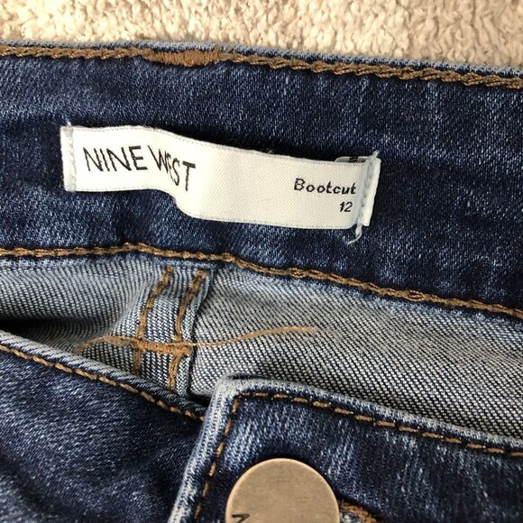 Nine west jeans women’s 12 blue denim dark boot cut stretch - Picture 5 of 9